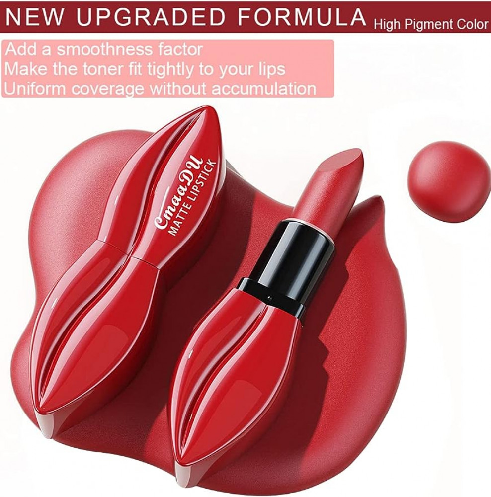 أحمر شفاه مخملي من CmaaDu مقاوم للماء لون أحمر 35 جم