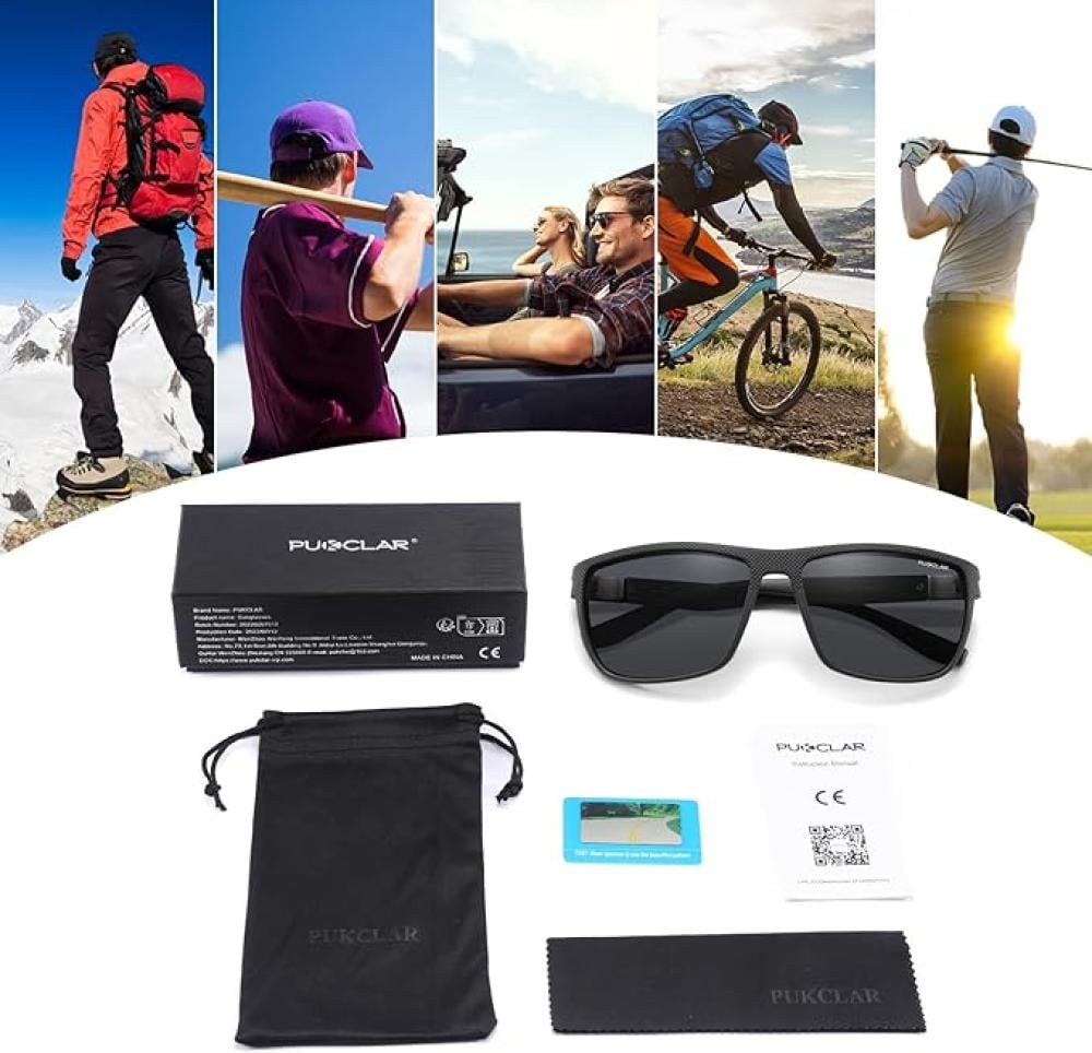 نظارة شمس من PUKCLAR بعدسات مستقطبة خفيفة الوزن قطعة واحدة