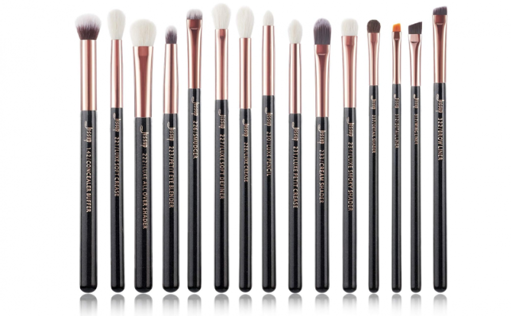 مجموعة فرش عيون من الحرمين احترافية بشعيرات صناعية 15 قطعة