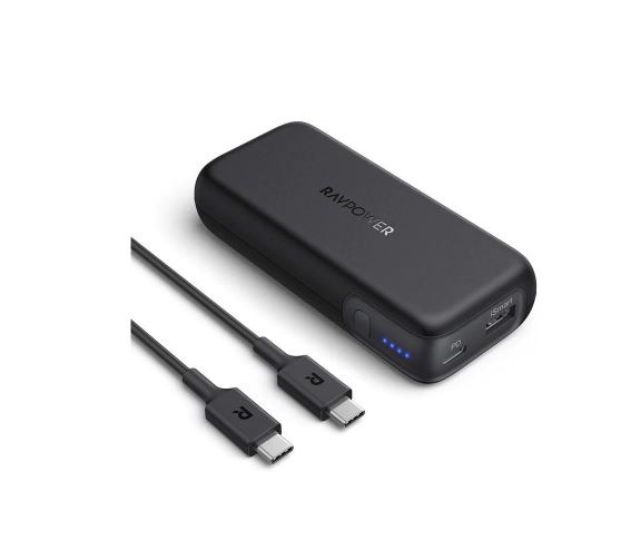 راف باور 10000mAh باور بانك سريع الشحن 20 واط مع كابل USBC شاحن محمول RPPB186