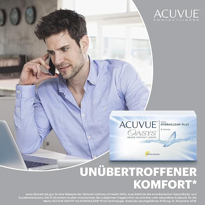 عدسات لاصقة من ACUVUE بتقنية هايدراكلير بلس عبوة 6 قطع