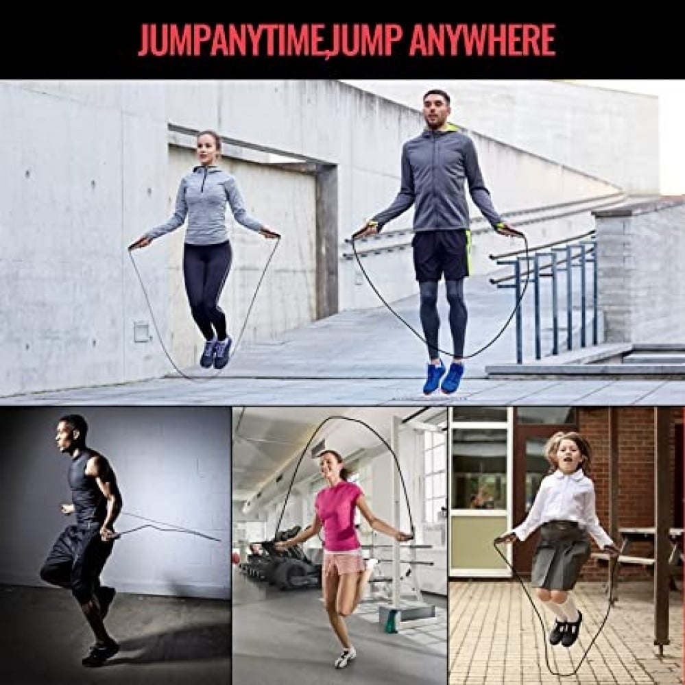 حبل القفز سكايتاتش قابل للتعديل بسلك PVC ومحمل كروي للياقة