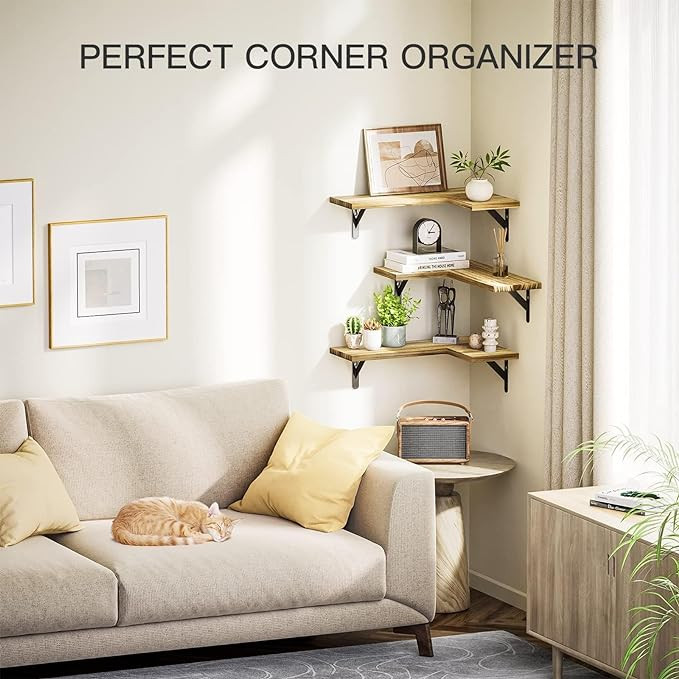 ارفف تثبت على الحائط لديكور الحائط، مات، خشب طبيعي