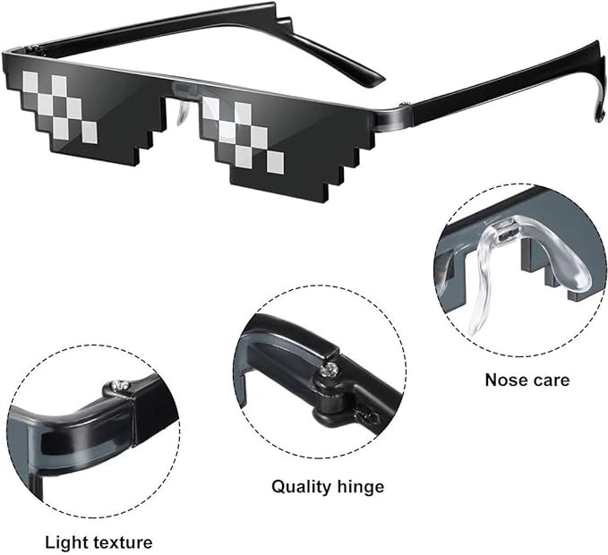 نظارات شمسية بتصميم البكسلات - 3 أزواج