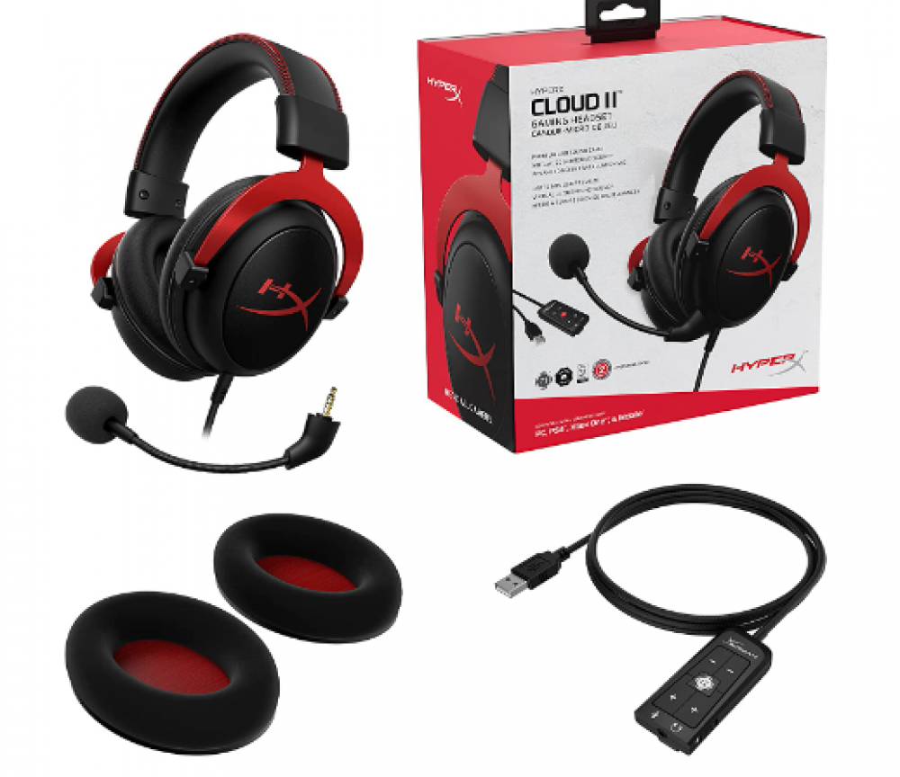 سماعة راس للالعاب من هايبر اكس كلاود لاجهزة الكمبيوتر وPlayststion 4 وXbox One ونينتندو سوتش، احمر (كيه اتش اكس - اتش اس سي بي - ار دي)