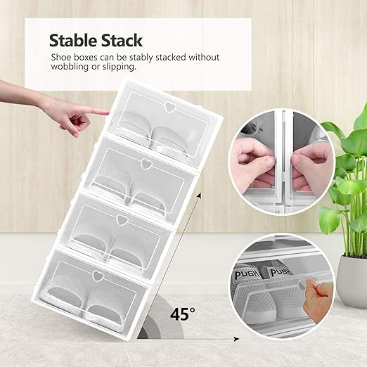 خزانة تتكون من 15 صندوق تخزين للأحذية من ارابيست، صندوق تخزين شفاف للأحذية، درج بلاستيكي قابل للطي، خزانة تخزين قابلة للتكديس