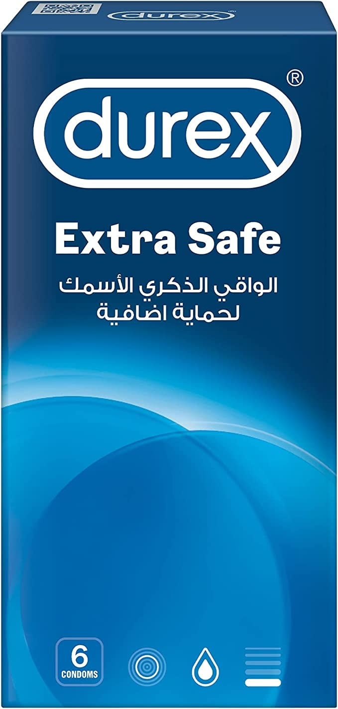 واقي ذكري من ديوركس (Durex) بمزلقات أكثر اكسترا سيف 6 قطعة