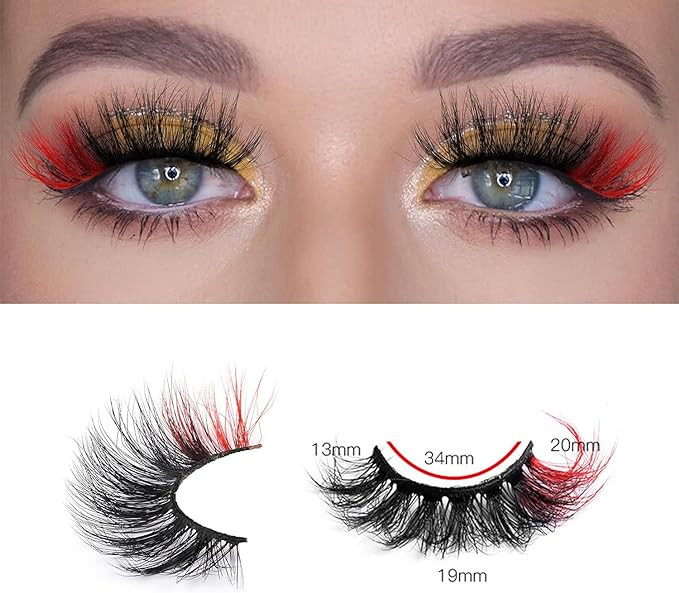 رموش صناعية بمظهر عين القطة 8D أسود بطرف أحمر 5 أزواج