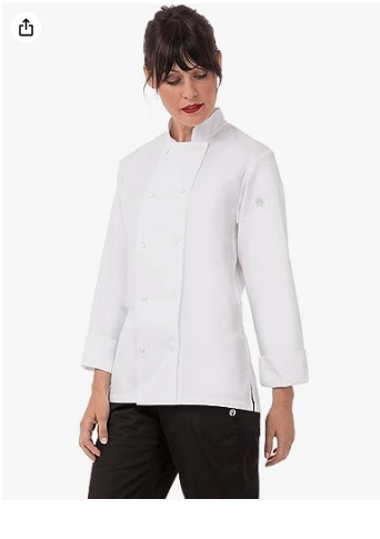 معطف شيف نسائي من Chef Works بتصميم نحيف ووزن 46 أونصة