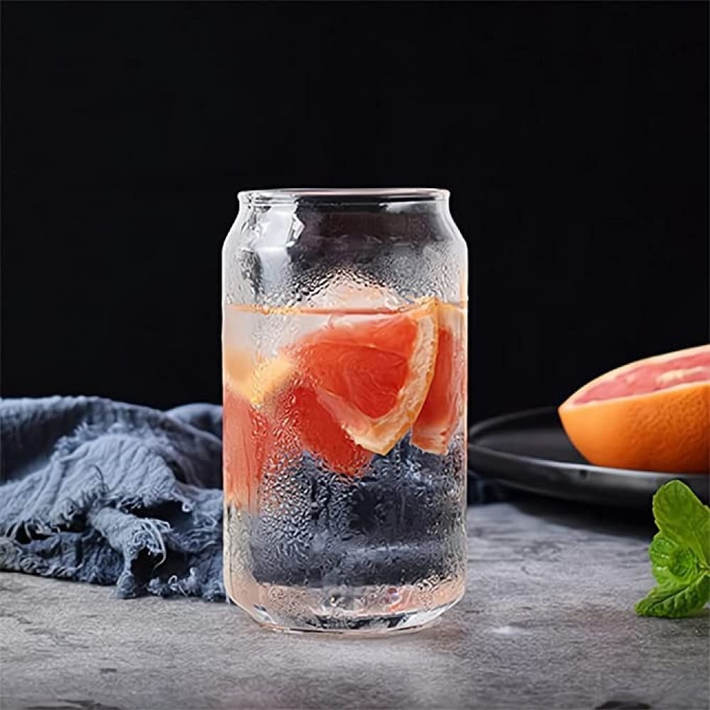 كوب زجاجي شفاف على شكل علبة من الكدون، مع شفاطة لشرب المياه والعصائر والمشروبات المخلوطة واي مشروب في اي مناسبة (500 مل)