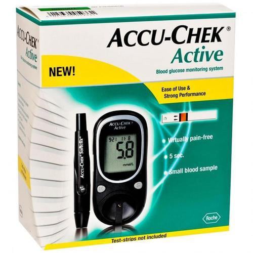 جهاز قياس سكر الدم Accu-Chek Active بتصميم مستطيل وألوان متعددة
