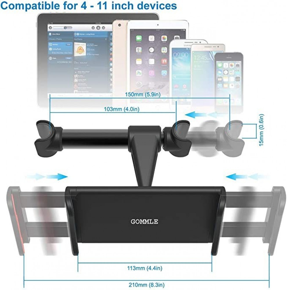 قاعدة تثبيت للتابلت على مسند راس كرسي السيارة من الجهة الخلفية
