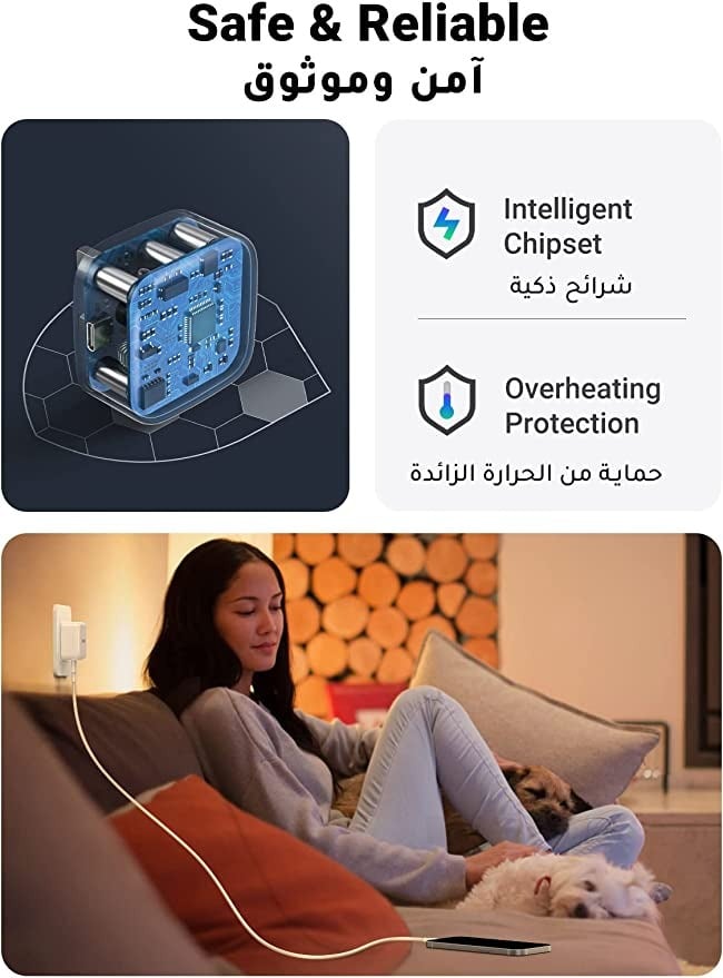 شاحن ايفون من يوجرين من تايب سي، يدعم الشحن السريع PD بقوة 20 واط، محول شحن جداري صغير الحجم بمنفذ USB-C، شواحن راس لسفر محمولة، متوافقة مع ايفون 17 برو ماكس وSamsung S25 Ultra وiPad Air وساعة آبل