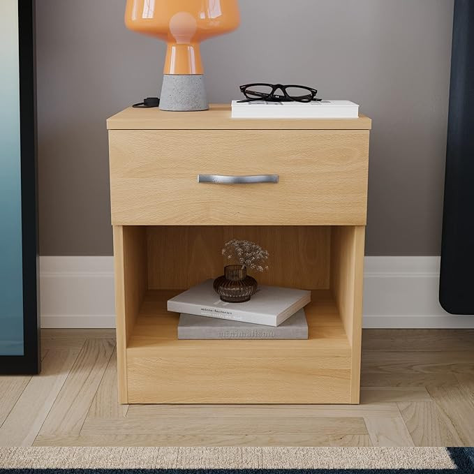 طاولة بجانب السرير فيدا ديزاينز خشبية درج واحد ورف 47×40×36 سم