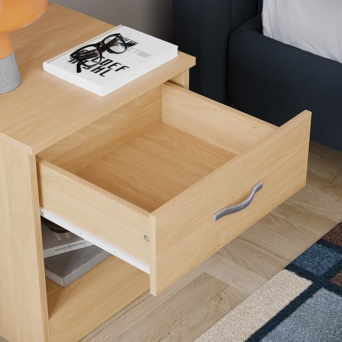 طاولة بجانب السرير فيدا ديزاينز خشبية درج واحد ورف 47×40×36 سم