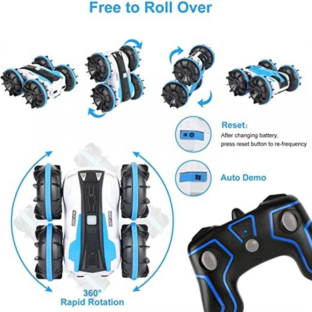 سيارة دفع رباعي وحركات بهلوانية وسباقات كهربائية برمائية تسير على الطرق الوعرة تعمل بجهاز تحكم عن بعد 2.4 جيجاهرتز بجانبين للاطفال من توبيب، سيارة مدرعة تدور وتتارجح 360 درجة وتسير على البر والبحر