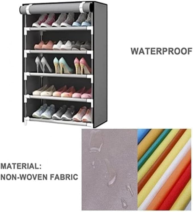 تايمي رف احذية منظم اقتصادي مع غطاء بسحاب وطبقات مقاومة للغبار للمدخل والممر وغرفة المعيشة، رمادي 5 طبقات