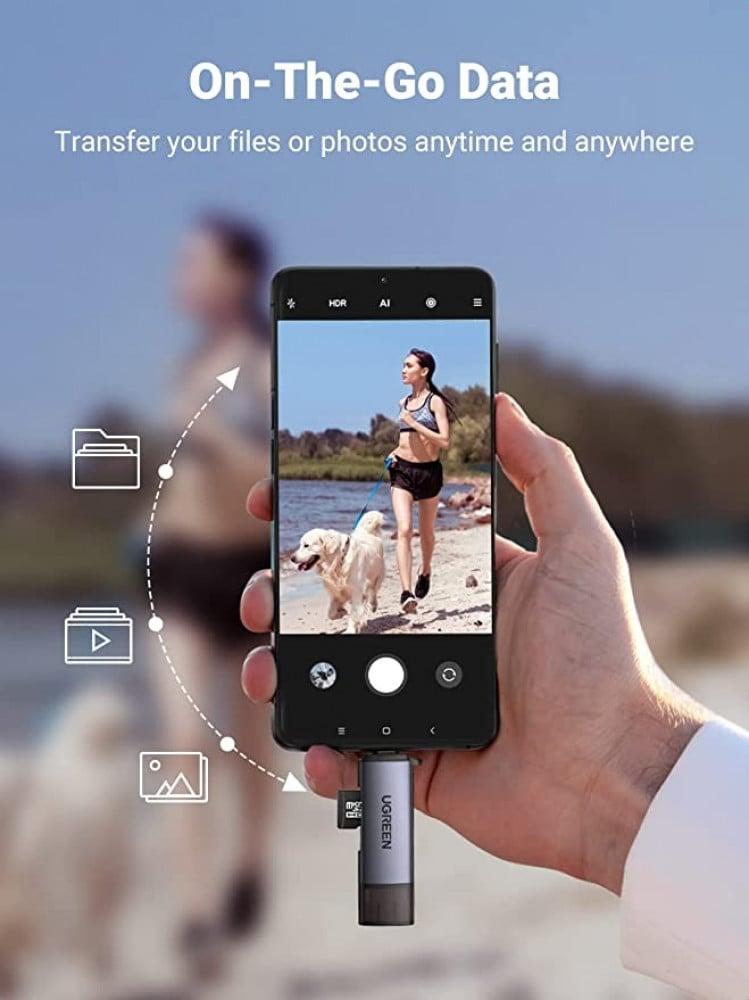 يوجرين قارئ بطاقة SD USB 3.0 / USB C OTG ذاكرة بفتحة مزدوجة محول متوافق UHS-I ، Micro SD ، SD ، SDXC ، SDHC ، Micro SDXC ، Micro SDHC ، MMC MacBook ، Dell XPS ، Huawei ، Google ، OnePlus ، ألومنيوم