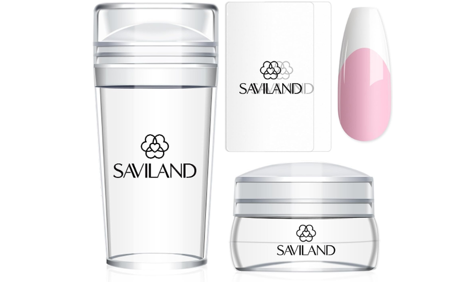 طقم ختم أظافر فرنسي من Saviland بسيليكون شفاف 4 قطع