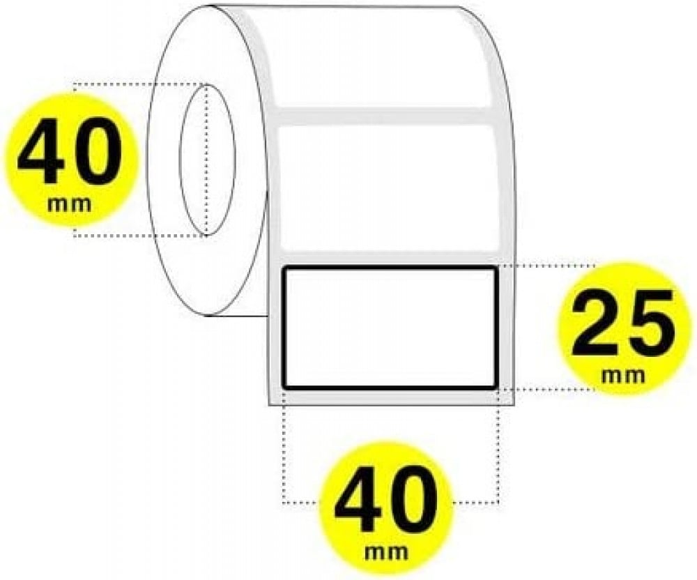 ملصقات طباعة الباركود، لفة ملصقات حرارية مضادة للماء، النواة الداخلية 1.57 انش (40 ملم) ([40 ملم × 25 ملم] × 1000 قطعة)