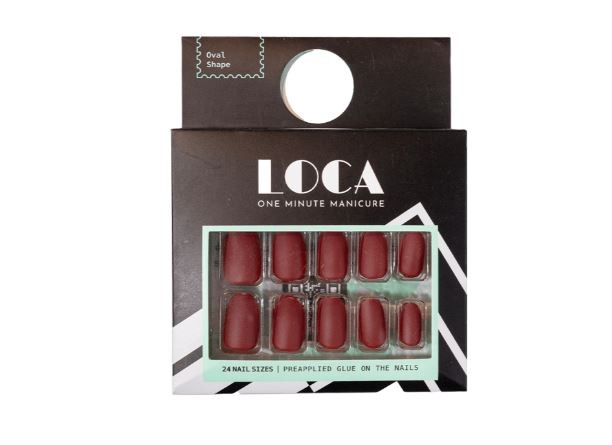 أظافر صناعية لصق ذاتي عنابي مطفي شكل اوفال (13) من لوكا