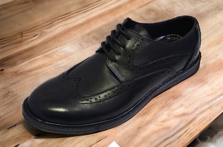 حذاء رجالي طبي MLR جلد طبيعي مبطن داعم مريح مقاس 43 أسود