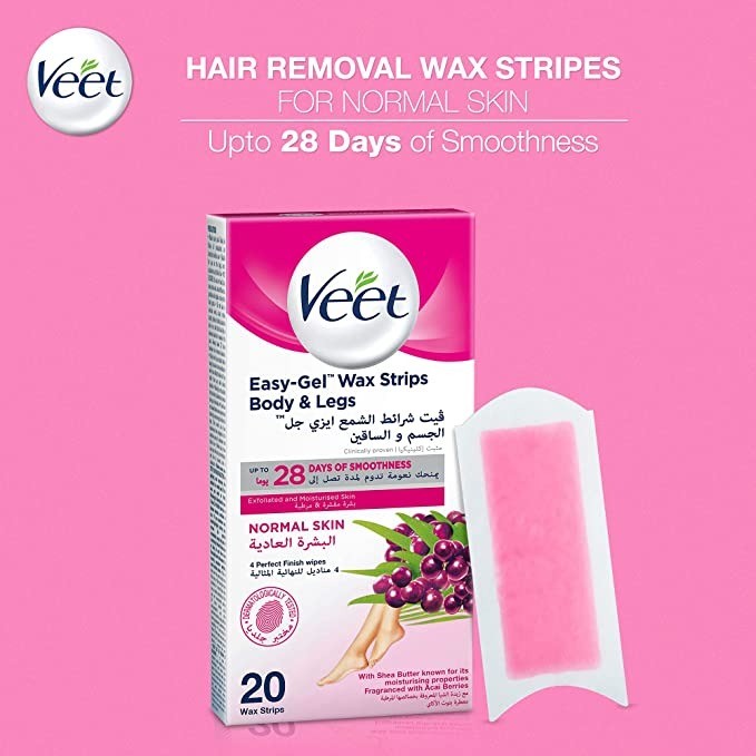 شمع لإزالة الشعر من Veet لبشرة عادية 20 شريط 80 غ