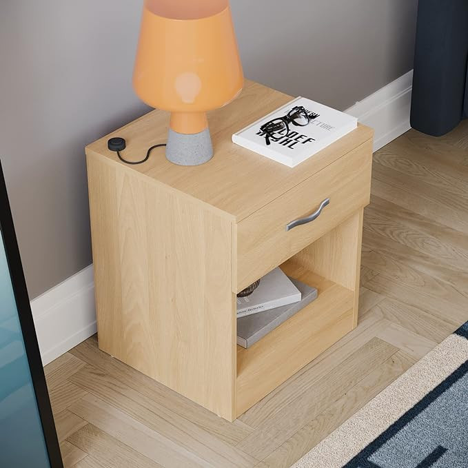 طاولة بجانب السرير فيدا ديزاينز خشبية درج واحد ورف 47×40×36 سم