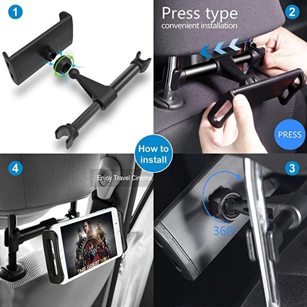 قاعدة تثبيت للتابلت على مسند راس كرسي السيارة من الجهة الخلفية