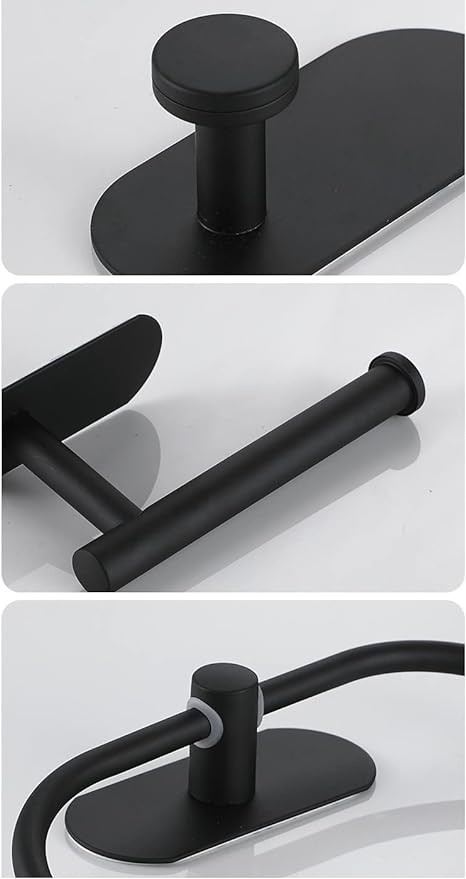 مجموعة أدوات الحمام شووو 4 قطع تركيب على الحائط أسود غير لامع