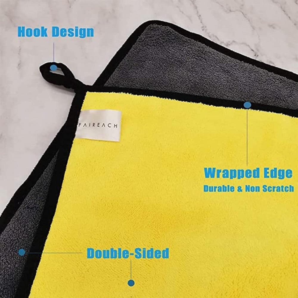 منشفة غسيل السيارات من المايكروفايبر، [3 مناشف]، منشفة من المايكروفايبر فائقة الامتصاص لغسل السيارات، قماشة تجفيف من المايكروفايبر ذات وجهين لتنظيف السيارات، لتلميع وتشميع وغسيل السيارات، 30سم×30سم