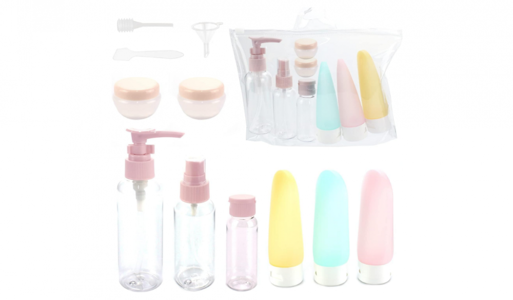 طقم زجاجات سفر لمستحضرات التجميل مانع للتسرب 11 قطعة