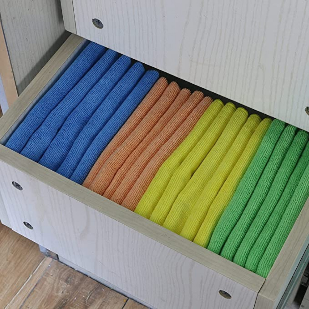 قطع قماش للتنظيف من المايكروفايبر عبوة من 20 قطعة بمقاس 30 40 سم 5 بلون ازرق 5 بلون اخضر 5 بلون برتقالي 5 بلون اصفر