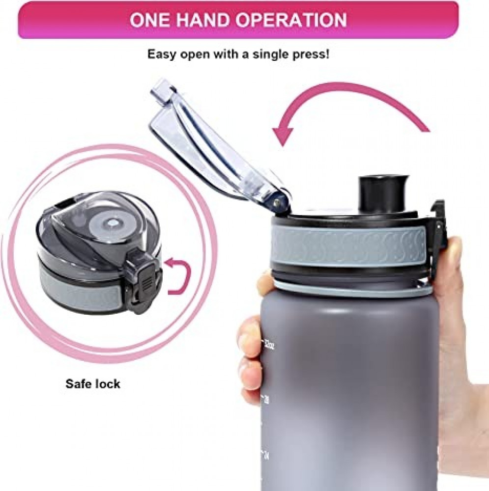 زجاجة مياه سعة 1 لتر مع مؤشر للوقت وقشة تريتان، خالية من مادة BPA لاصطحابها اثناء ممارسة الرياضة في صالة الالعاب الرياضية وفي الهواء الطلق، من جيمفول