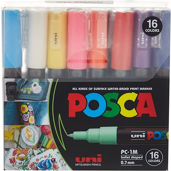أقلام تحديد رفيعة من بوسكا POSCA برأس 07 ملم 16 لون