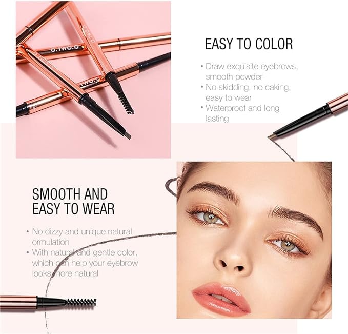 قلم تحديد الحواجب من O.TWO.O مزدوج 2 في 1 مقاوم للماء - قطعة واحدة