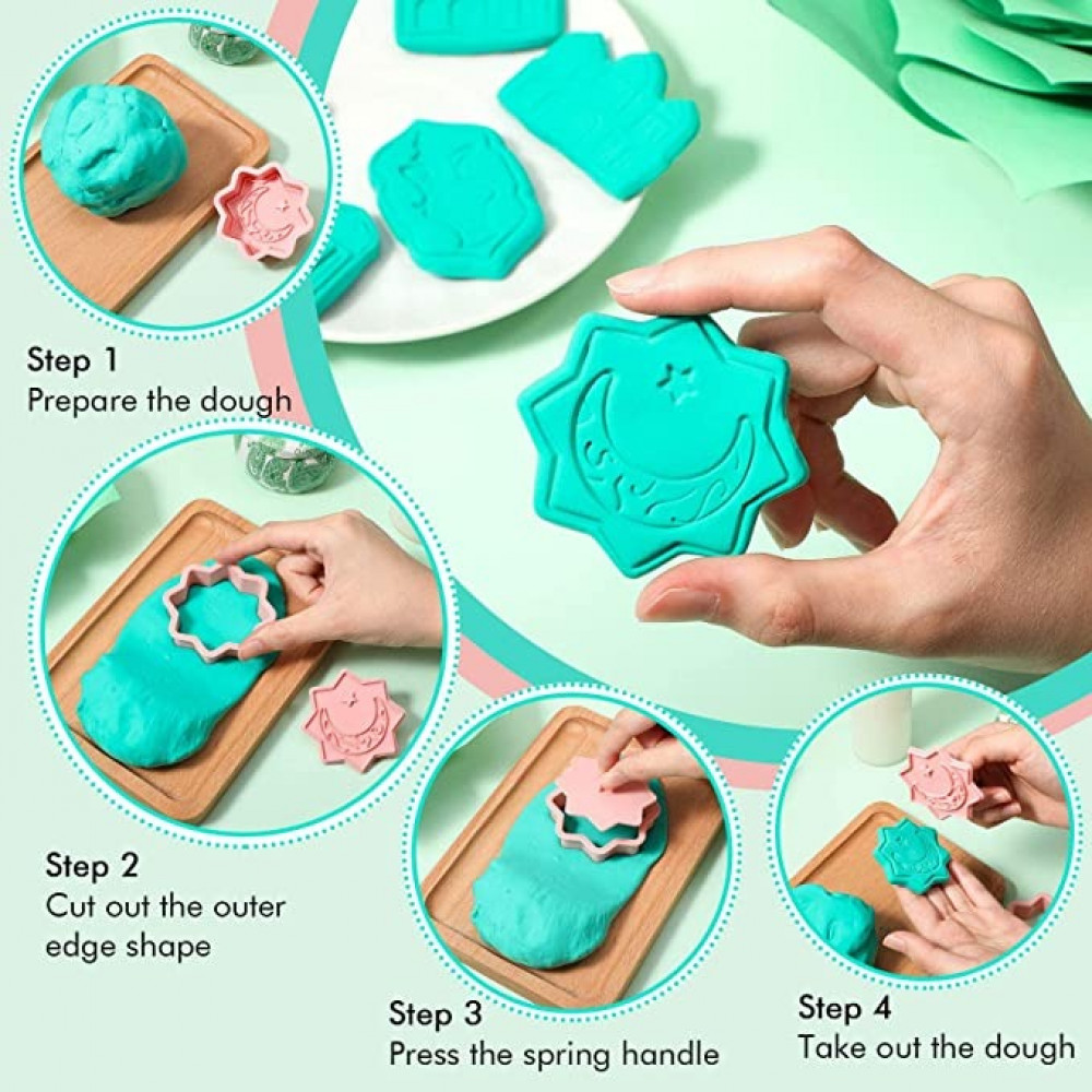 مجموعة قطاعات بسكويت رمضان وعيد مبارك، قالب بسكويت عيد مبارك ثلاثي الابعاد، مسجد، فانوس، جمل، كنيسة، قمر، نجمة اسلامية