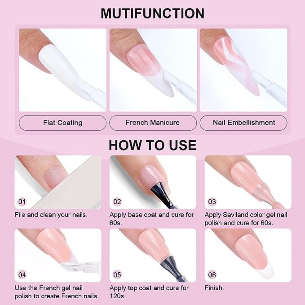 طلاء أظافر جل من سافي لاند فرينش أبيض مطور 10 مل