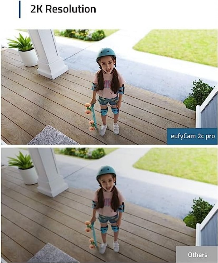Eufy Security, eufyCam 2C Pro, نظام أمان منزلي لاسلكي بدقة 2K، عمر بطارية 180 يومًا، توافق HomeKit ، IP67 ، رؤية ليلية ، بدون رسوم شهرية