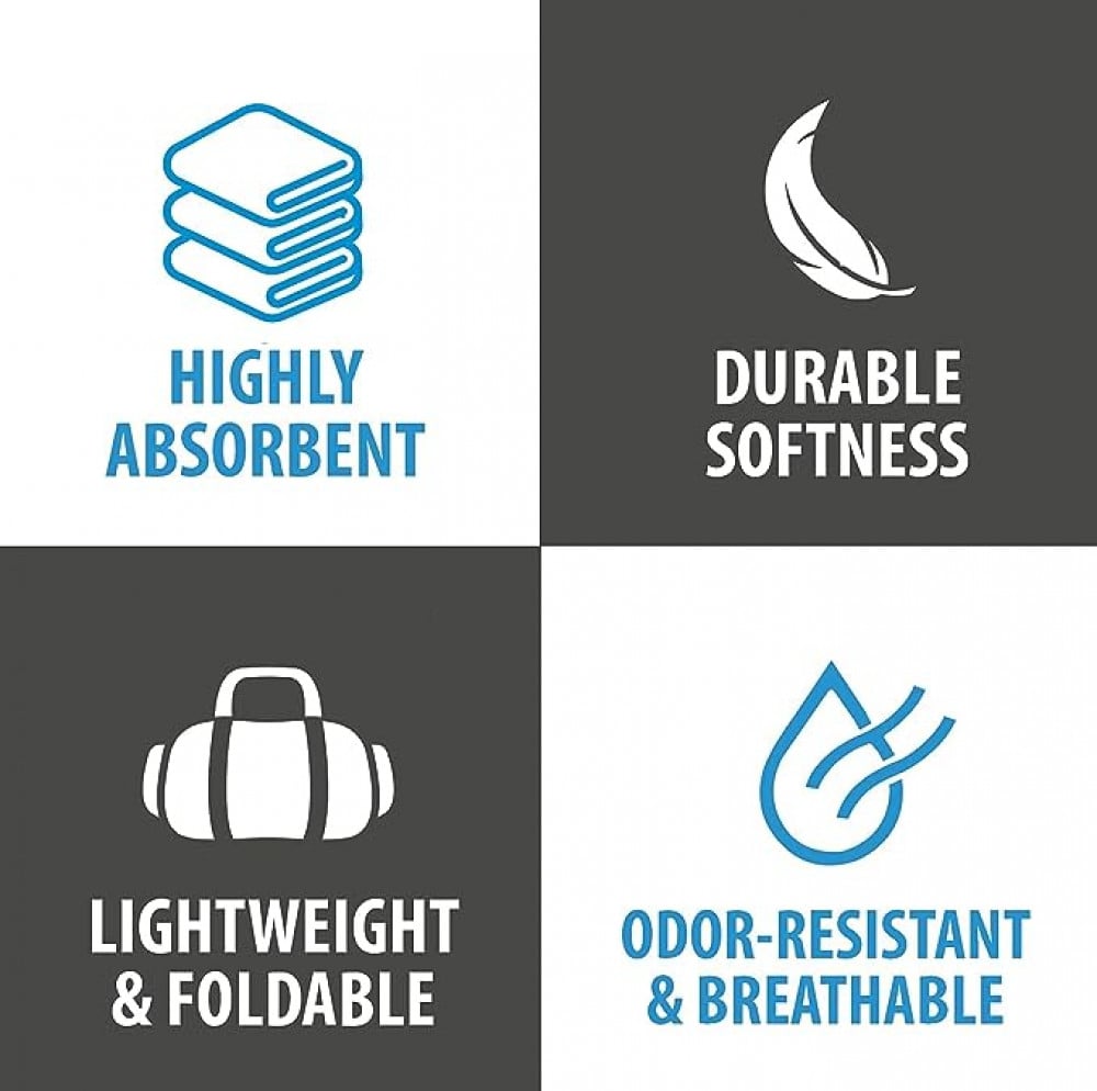 مجموعة مناشف سريعة الجفاف من المايكروفايبر خفيفة الوزن للسفر مع شنطة، 30×30 سم، 40×60 سم، 60×122 سم، مجموعة مناشف سريعة الجفاف للتخييم والشاطئ وصالة الالعاب الرياضية وحقائب الظهر والرياضة واليوغا