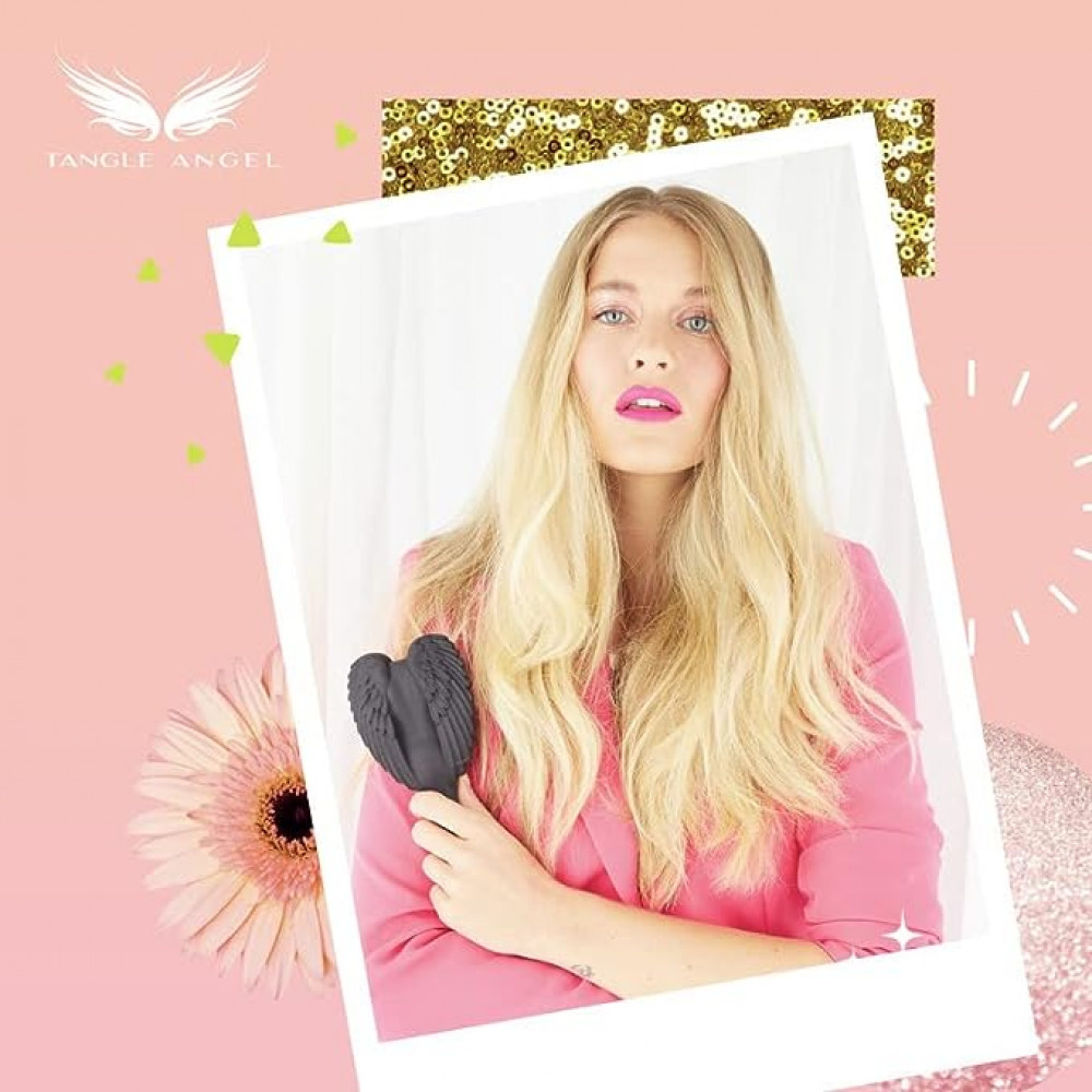 تانجل اينجل فرشاة شعر 2.0 لفك تشابك الشعر، ابيض لامع/زهري