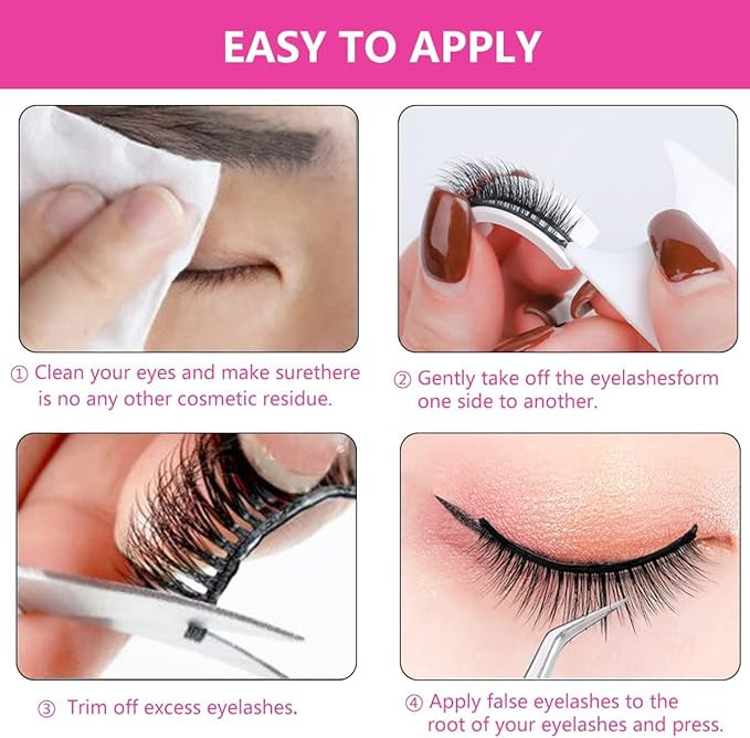 رموش صناعية ذاتية اللصق قابلة لإعادة الاستخدام زوجان