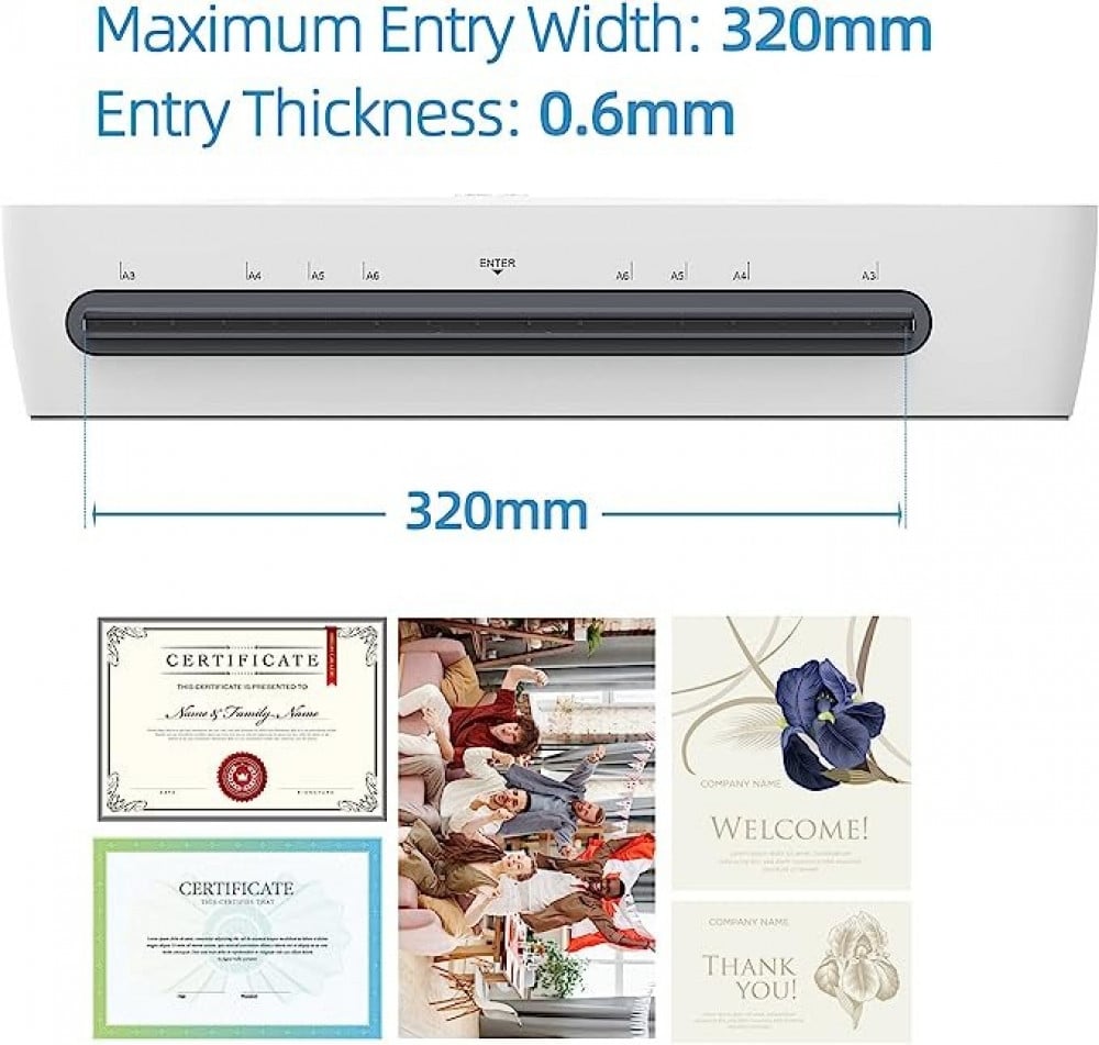 موريليان مجموعة ماكينة تغليف سطح المكتب مقاس ايه 3 بنظام تغليف ساخن وبارد 2 بكرة عرض 12.5 انش كحد اقصى مع اداة قص الورق واداة ثقب دائرية وحلقة ربط