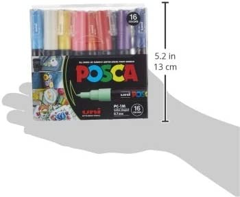 أقلام تحديد رفيعة من بوسكا POSCA برأس 07 ملم 16 لون
