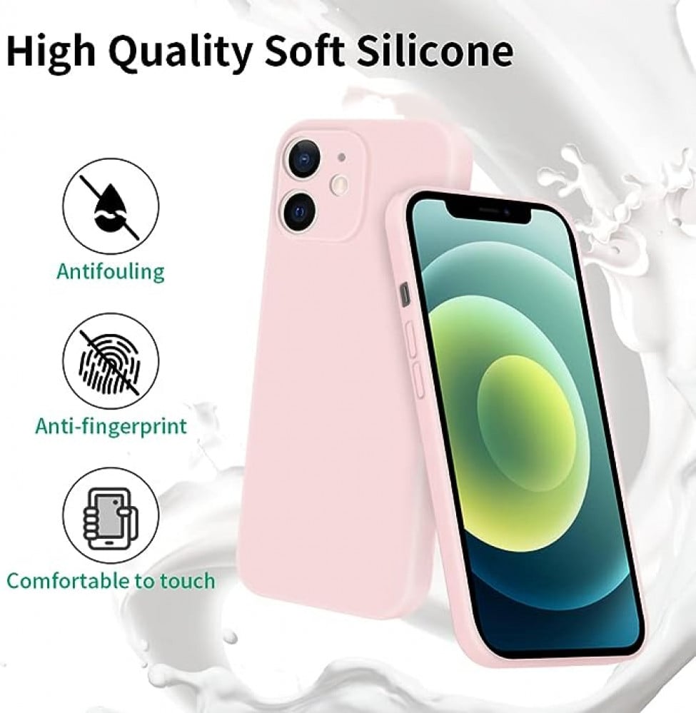 حافظة حماية رفيعة للغاية من جل السيليكون لجهاز ايفون 12 مقاس6.1 انش، حماية شاملة ضد الخدش مع خاصية مضادة للصدمات بفضل ماص الصدمات، زهري