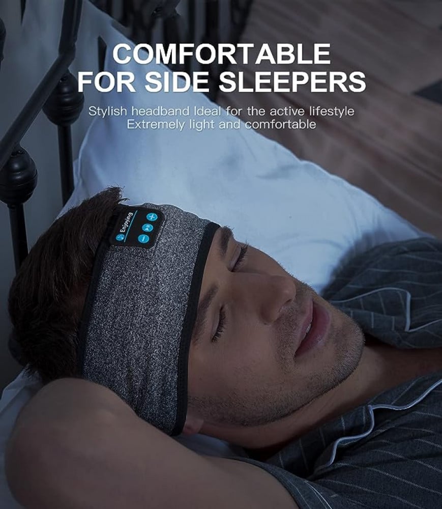 سماعة PTL01 فوق الأذن راس بلوتوث للنوم من بريتونج، راس رياضية لاسلكية موسيقية رفيعة للغاية بصوت ستيريو عالي الوضوح مثالية للنوم على الجانب والارق والتمارين والركض واليوغا,أسود