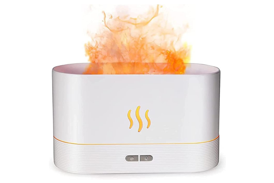 مرطب هواء وموزع زيوت عطرية جيني بتأثير اللهب LED 180مل USB محمول