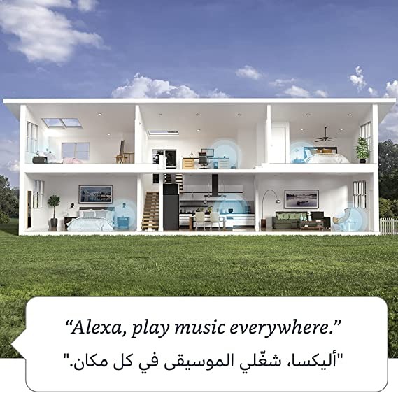 Echo (الجيل الرابع) | مع تجربة صوتية ممتازة، ومركز المنزل الذكي وAlexa (باللغتين العربية أو الإنجليزية) | أبيض