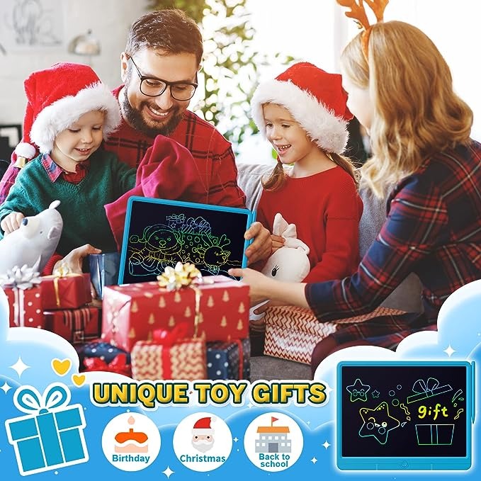 تاجو تابلت كتابة LCD ملون للاطفال مقاس 15 انش، لوح رسم محمول قابل لاعادة الاستخدام، لوح رسم قابل للمسح واعادة الاستخدام، هدية للاطفال والكبار في المنزل والمدرسة والمكتب مع زر قفل
