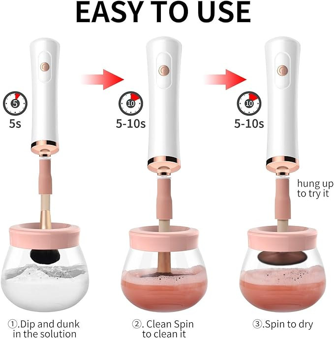 ماكينة تنظيف فرش مكياج كهربائية دوارة من DMG منظف ومجفف 8 أطواق